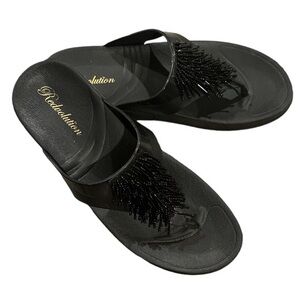💙SALE 3/$25 REDVOLUTION Black Beaded Tor Post Sandals 39